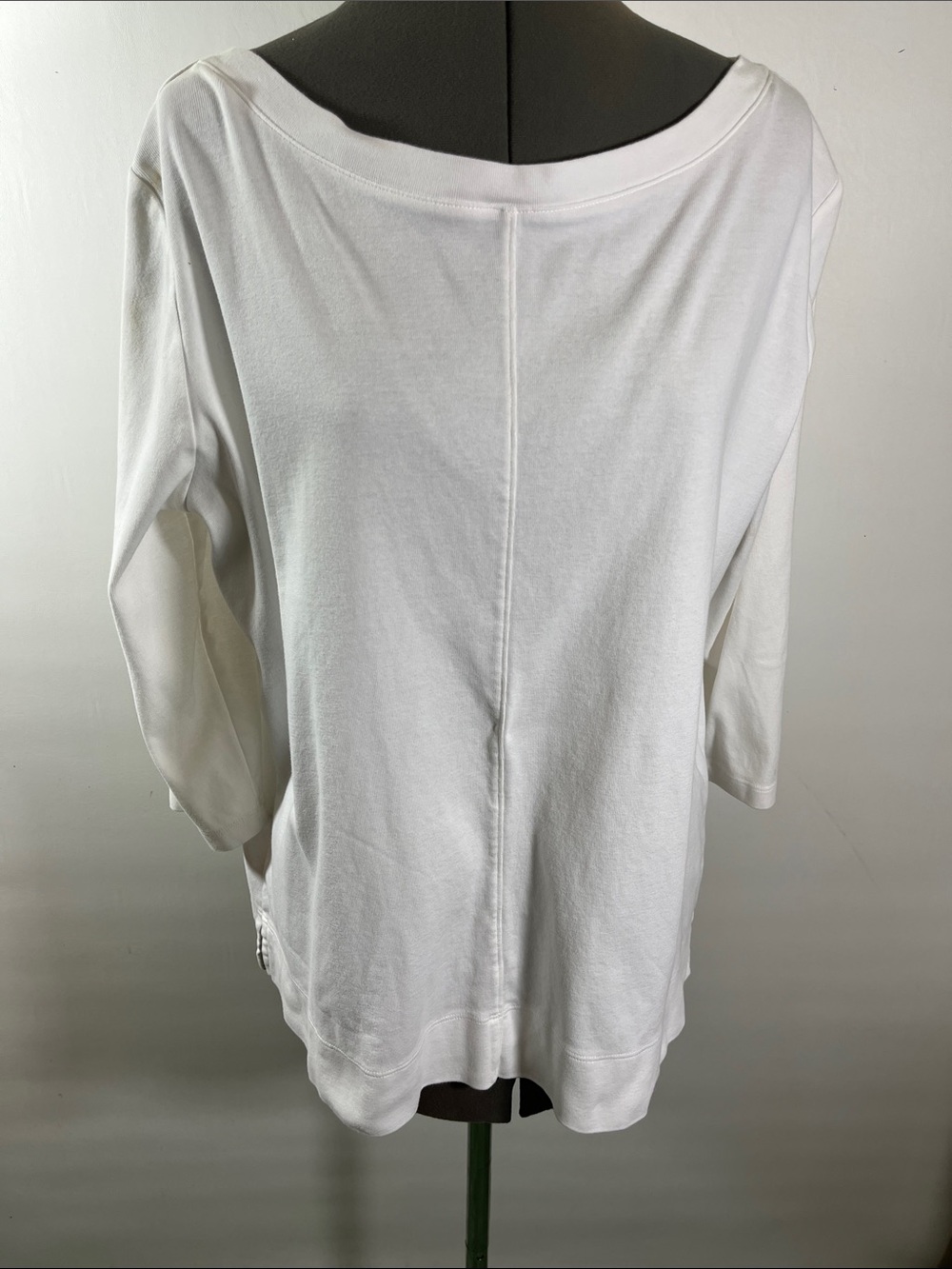 Kim Rogers Boatneck 3/4 Sleeve Top in White Size XL
